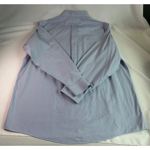 Roundtree & Yorke Gold Label Pinpoint Blue Striped Button Down Shirt - Picture 9 of 9